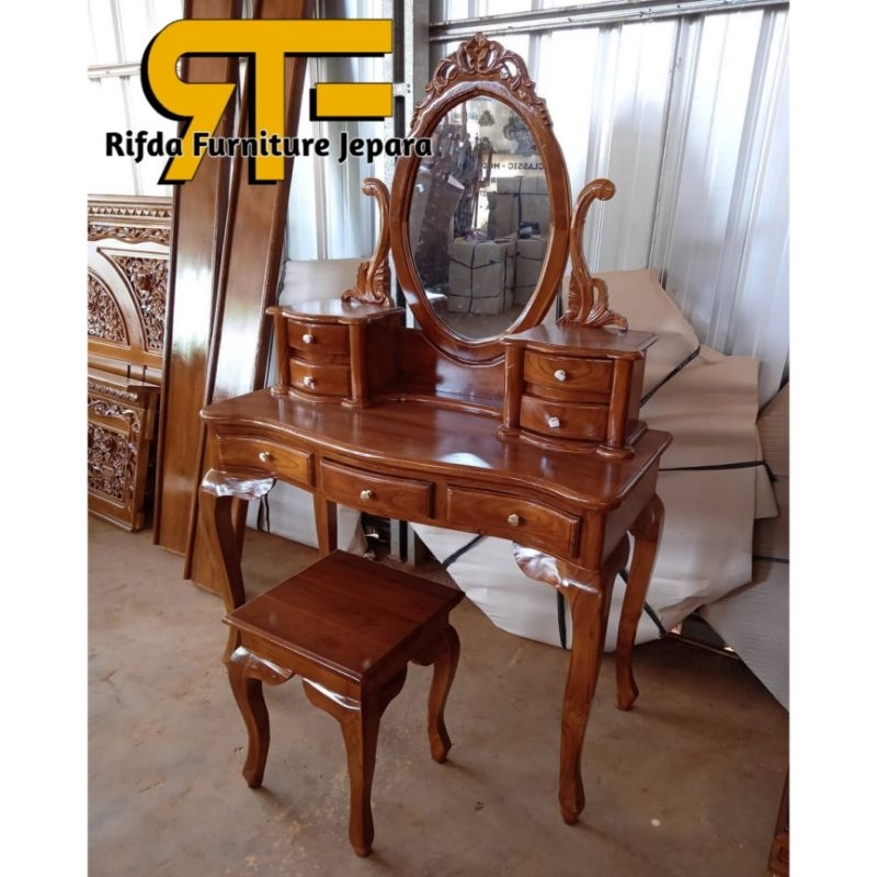 Meja rias Kartini jati lengkung murah (meja rias ukir,meja rias jati,meja rias minimalis jati )