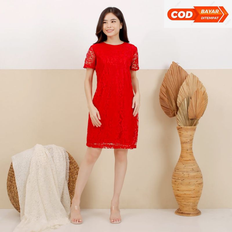 DRESS BRUKAT PESTA GAUN NATAL BROKAT WANITA BAJU PESTA