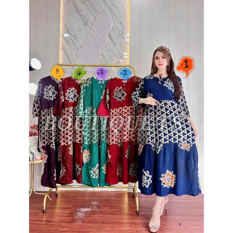 Gamis Batik wanita DRESS SUSUN REMPEL modern /Lengan 7/8 arrival