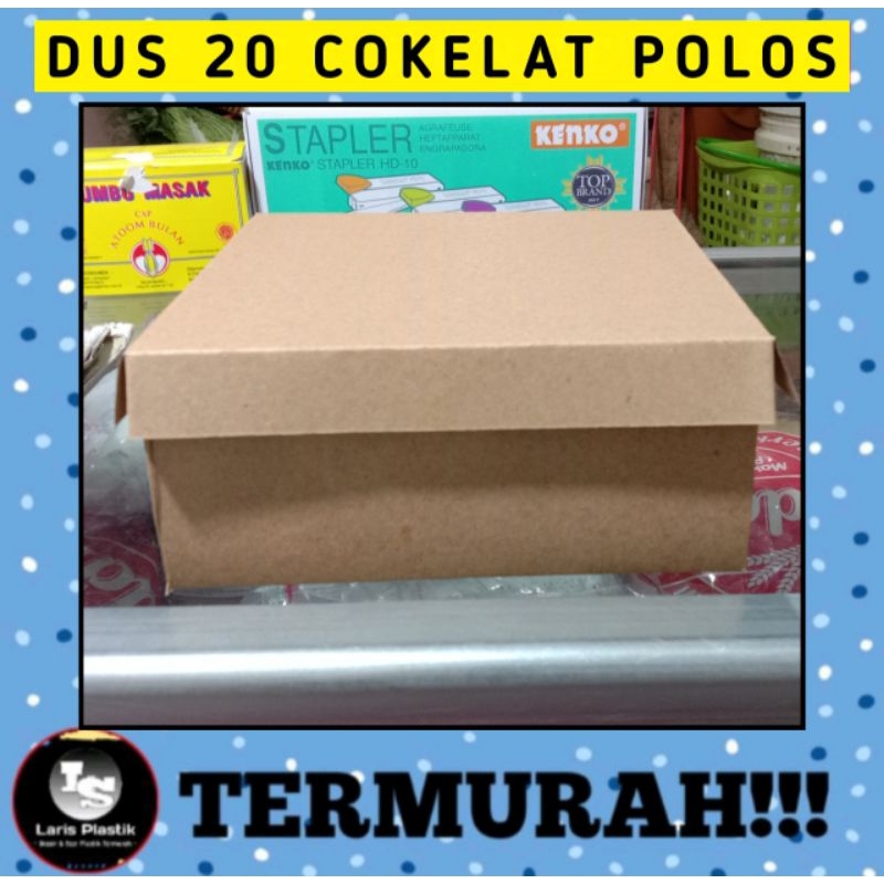 LS DUS KOTAK MAKANAN COKELAT POLOS UKURAN 20 x 20 DUS NASI DAN MAKANAN TERMURAH