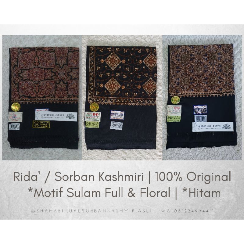 [Promo] Sorban Kashmiri Hitam Asli motif Sulaman Floral | Rida' Kashmiri Hitam Ori | Surban Habib Ba