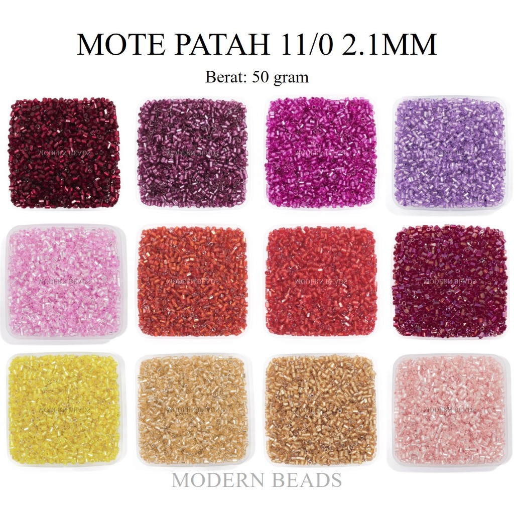 [50 GRAM] Mote Patah / Payet Manik Patah 11/0 2.1mm Semi Jepang Warna Kuning Lemon Pink Maroon Wine