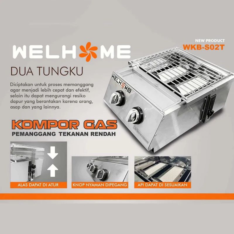 Kompor Welhome Kompor Sosis Kompor Sate Kompor 2,3 dan 4 Tungku Kompor Panggangan Bbq Grill
