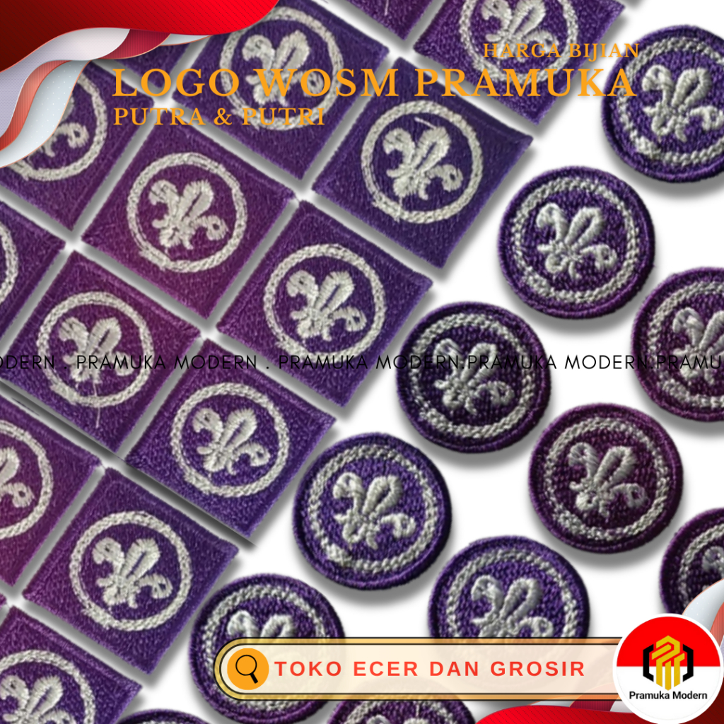 Badge / Bet WOSM Bordir Komputer Putra & Putri