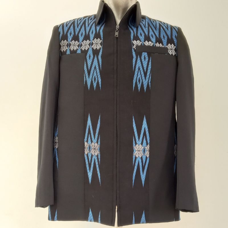 Jas jaket tenun ulos / Jas jaket ulos sadum / Jas jaket ulos sumatera kombinasi superblack / Jas sem