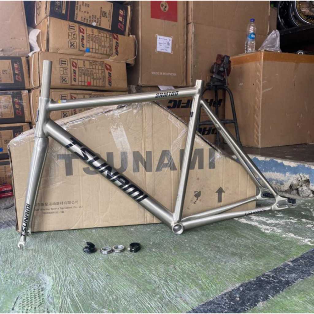 Frame Tsunami Polish Frame Sepeda Fixie Alumunium Alloy Frame Fork SNM 100 size S M L