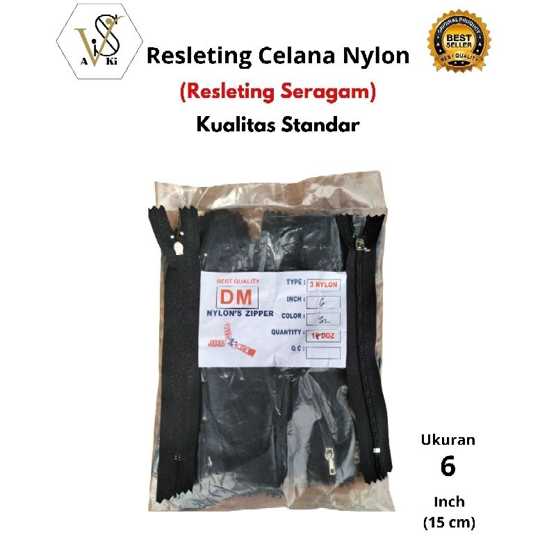 Resleting Celana Sekolah Termurah Panjang 6" inci (15cm) 12Pcs / 1Lusin