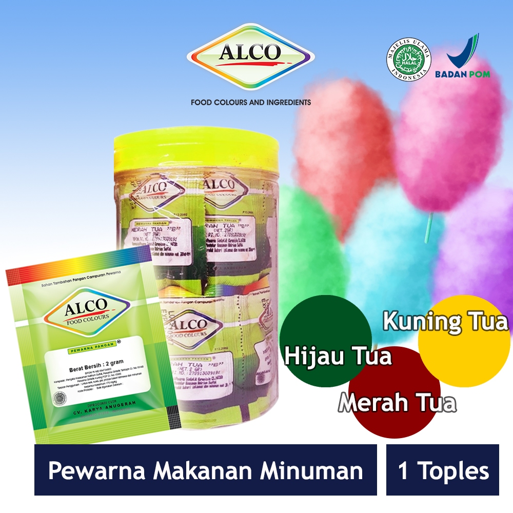 

Pewarna Makanan Minuman Kue Bubuk ALCO 2 gr 1 Toples