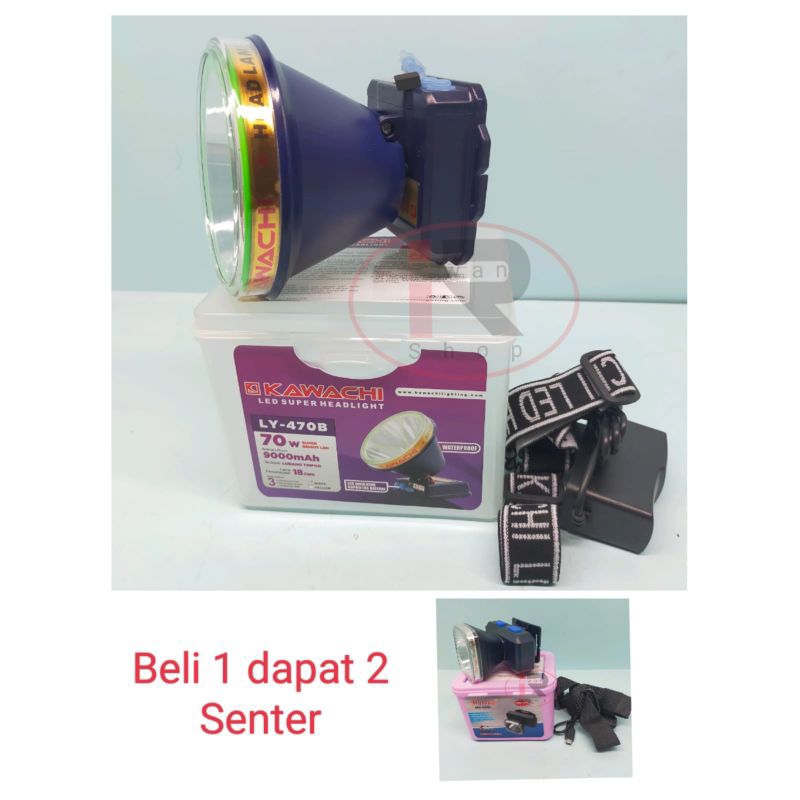 (BIG PROMO) Senter Kepala Kawachi LY 470B 70 Watt Bonus Senter Kepala 10 Watt