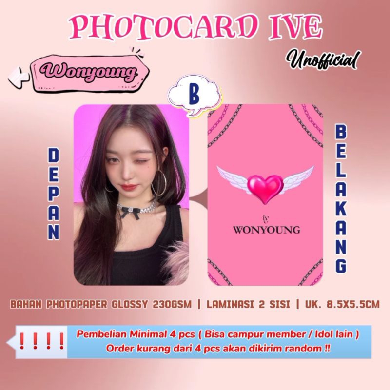 Photocard IVE - WONYOUNG / Photocard Unofficial / Photocard  WONYOUNG IVE / PC WONYOUNG / DIVE / PC 