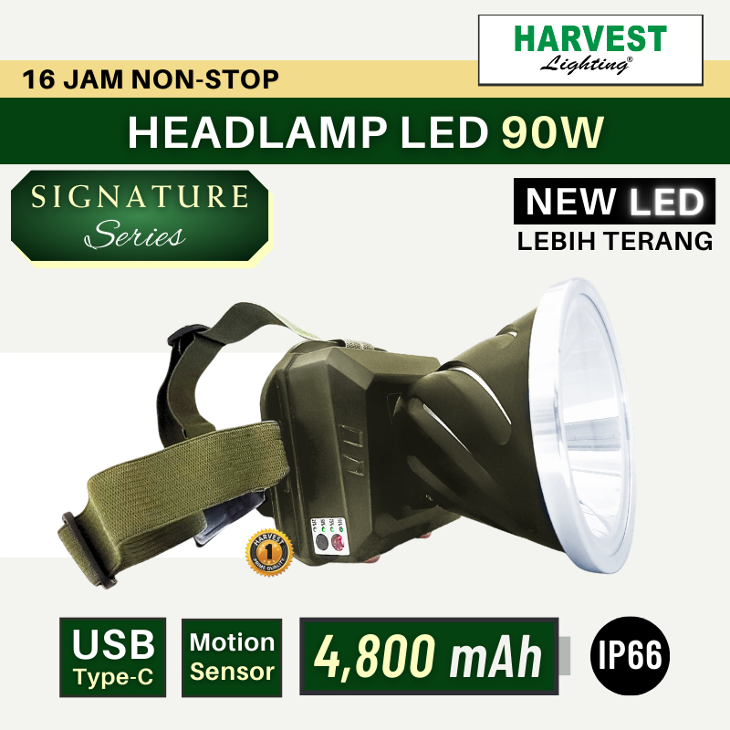 HARVEST LIGHTING Headlamp 90W SIGN Senter Kepala LED Signature Lampu Emergency Original Bergaransi