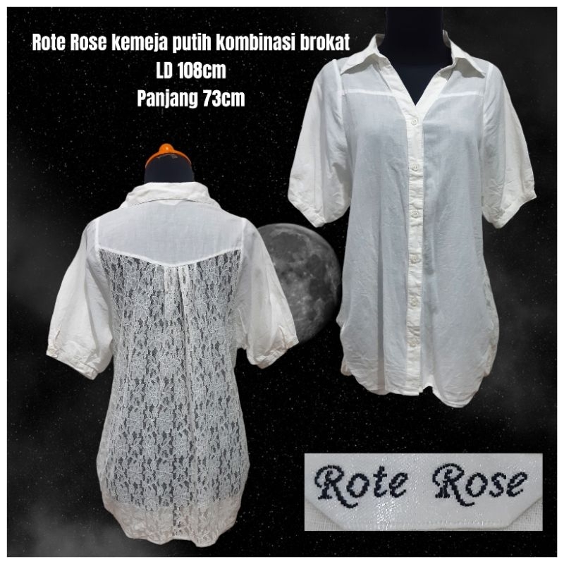 Rote Rose kemeja putih kombinasi brokat