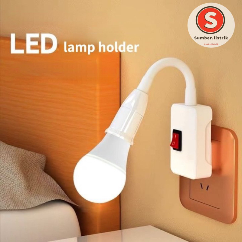 Jalanterangshop17 Fitting Flexible Fitting Lampu Flexible E27 Over Colok On/Off/Fitting Lampu E27