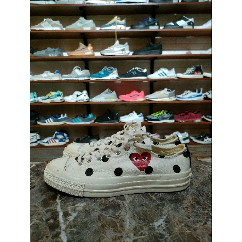 Sepatu Converse x CDG Play Chuck 70s Low Polkadot Size 42