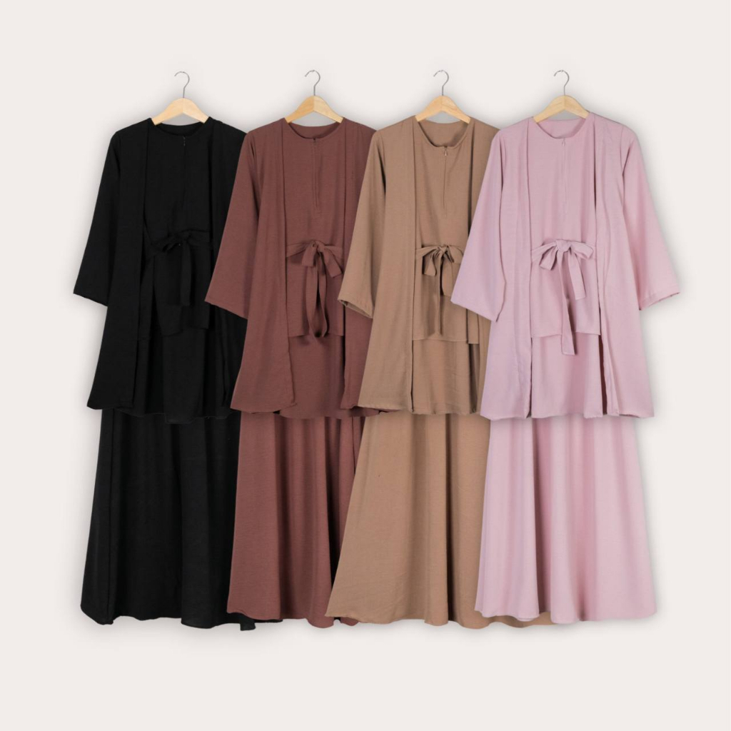Kiona Set 2In1 Setelan Wanita Crinkle Remaja Muslimah / Set Dress Muslim Wanita 2 In 1 Baju Lebaran 