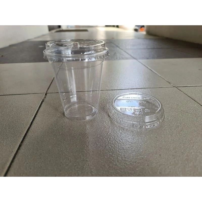 CUP GELAS PET TUTUP STRAWLESS UK 12OZ, 14OZ, 16OZ, 22OZ / CUP PET LID STRAWLESS / CUP GELAS PET TUTU