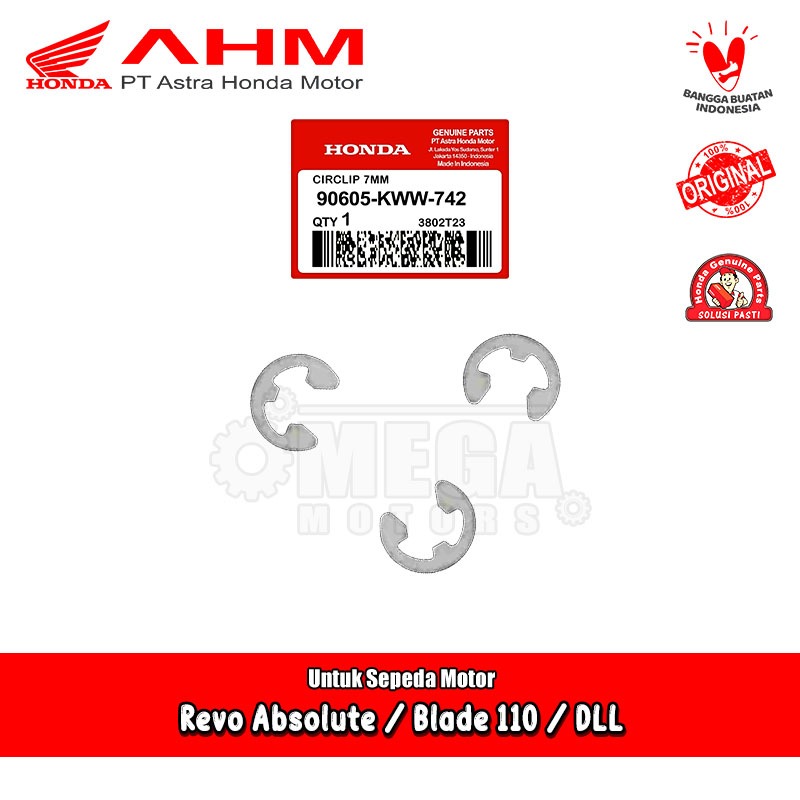 Klip Kep Kampas Ganda 7 mm Revo Supra Karisma Blade Vario PCX ADV Stylo Original AHM 90605-KWW-742