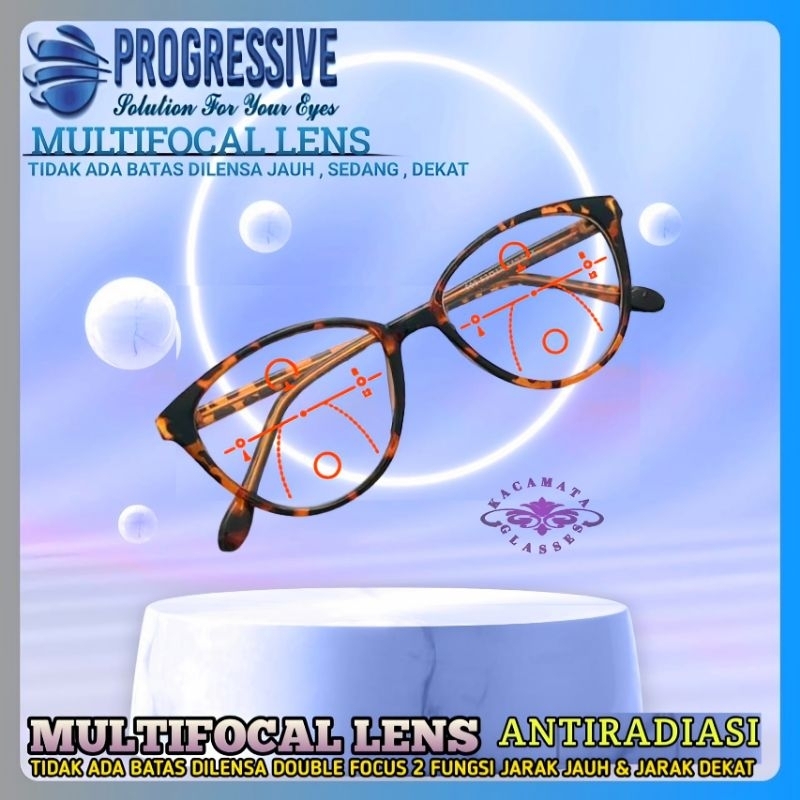 Kacamata Baca Progressive Anti-radiasi Wanita Kacamata Plus Baca dan Jalan Frame Kacamata Trendy 608