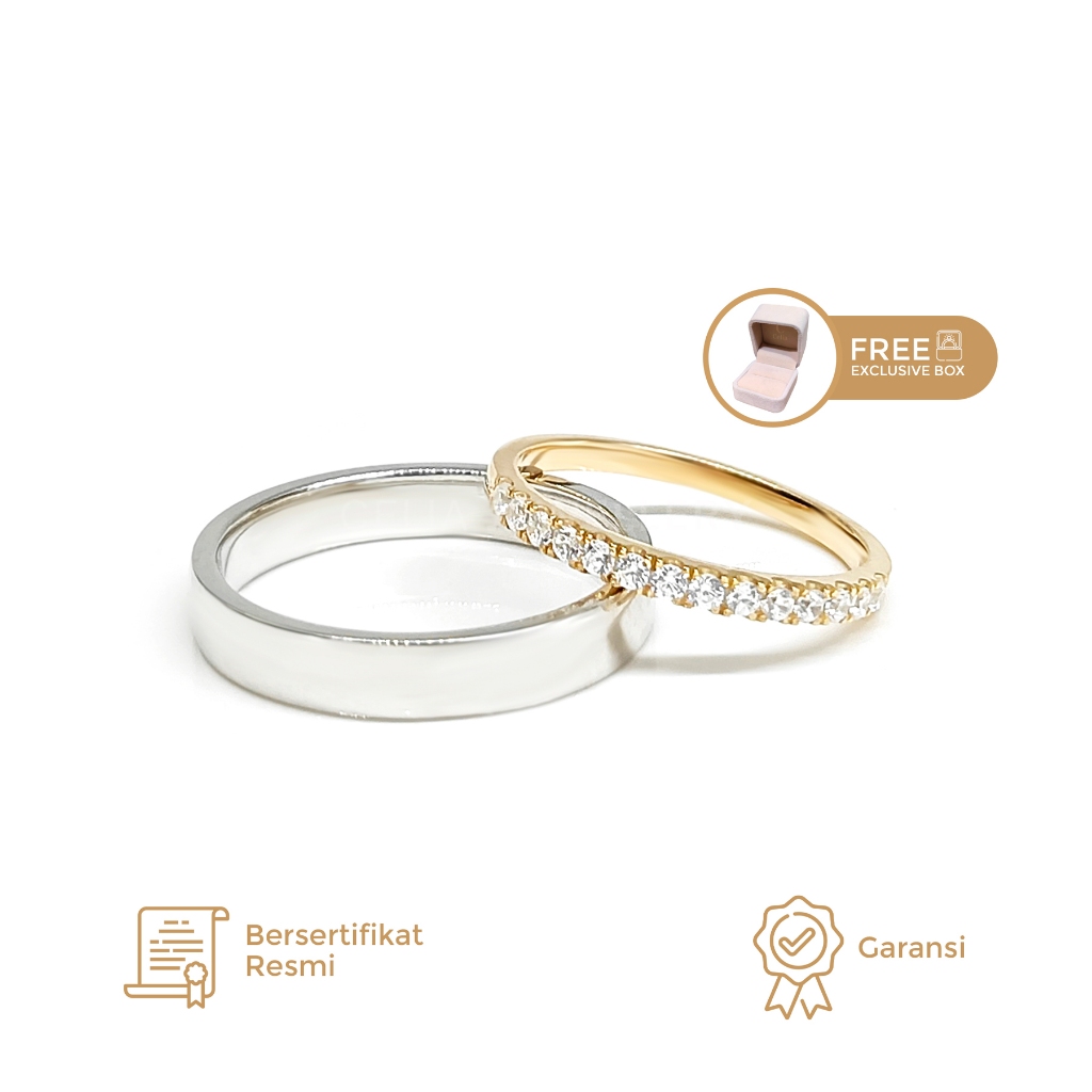 Celia Jewellery Cincin Kawin Couple WR025 Bahan Emas Platinum Silver