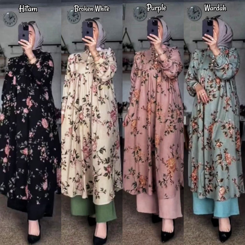 Della Set Tunik Rayon Mix Crinkle