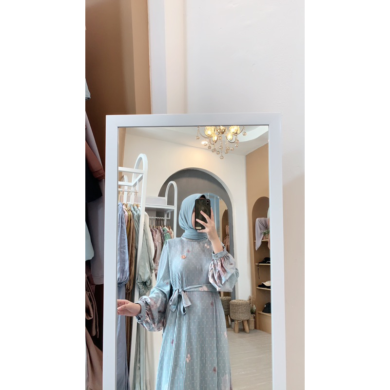 gamis plisket motif import premium