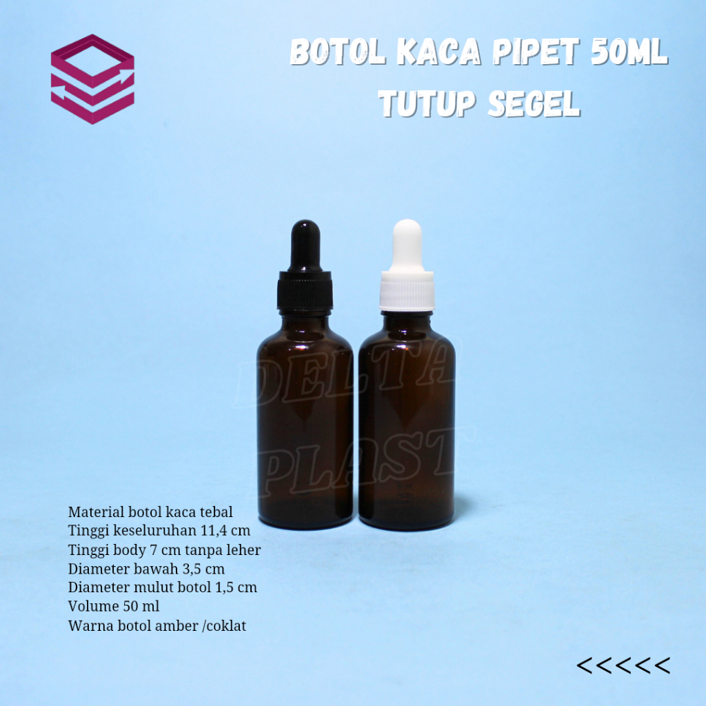 BOTOL PIPET 50 ML COKLAT NON SEGEL / BOTOL SERUM 50 ML AMBER