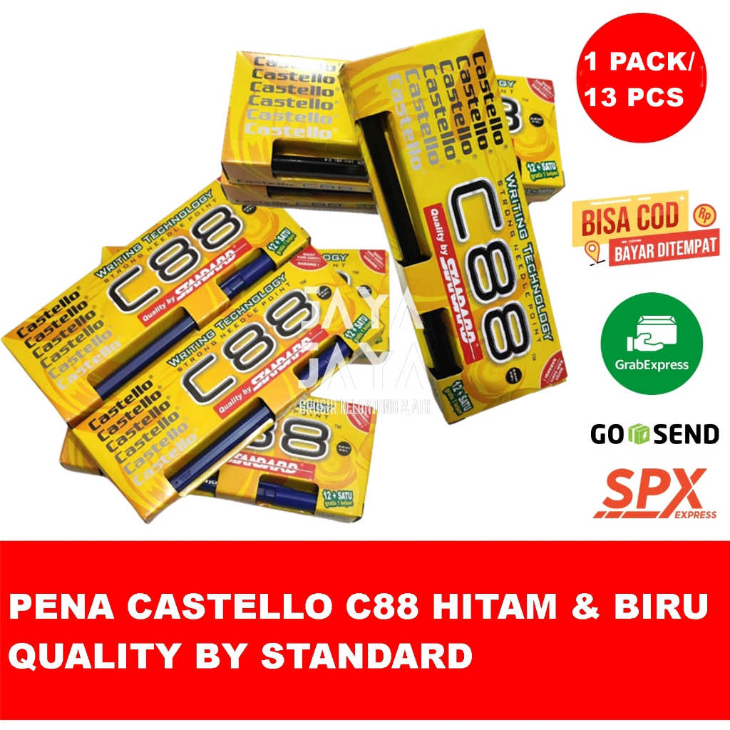 

Pena Pulpen Hitam dan Biru Castello C88 Quality by Standard isi 13 pcs