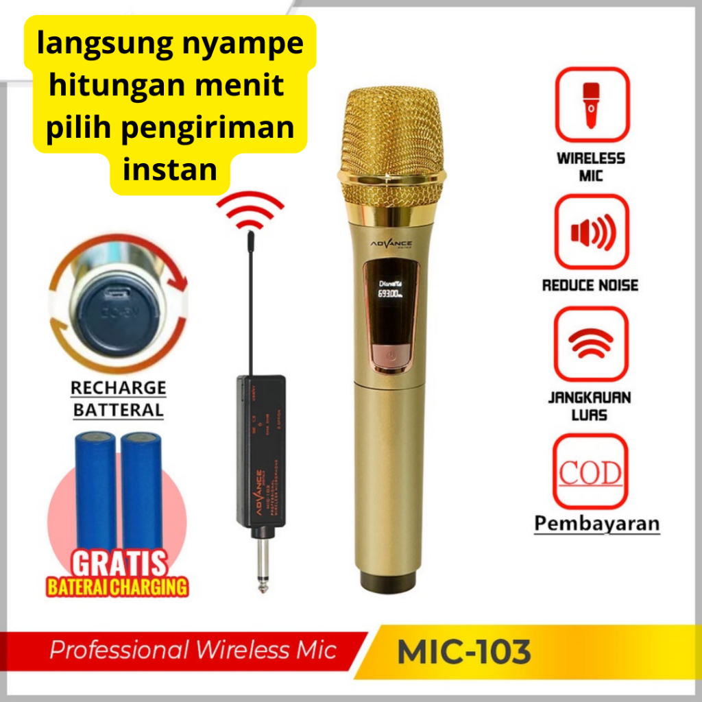 Advance Wireless Microphone Profesional Microphone Wireless 103