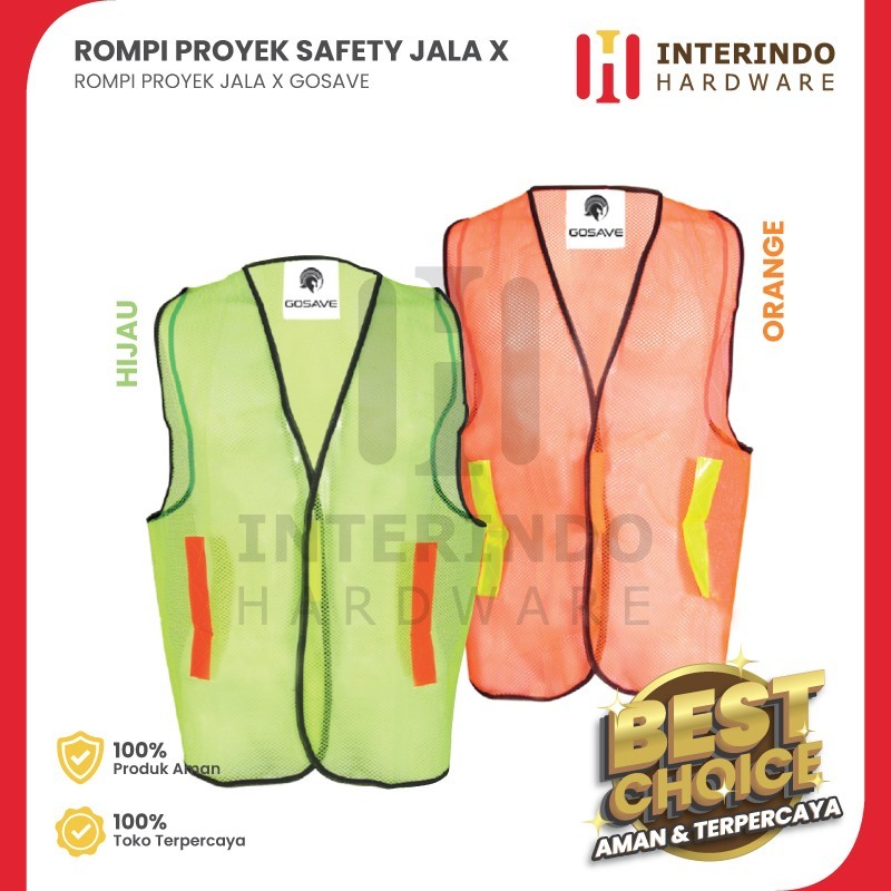 Gosave Rompi Jaring Scoth X Rompi Proyek Pengaman Jala Safety Vest Nyala