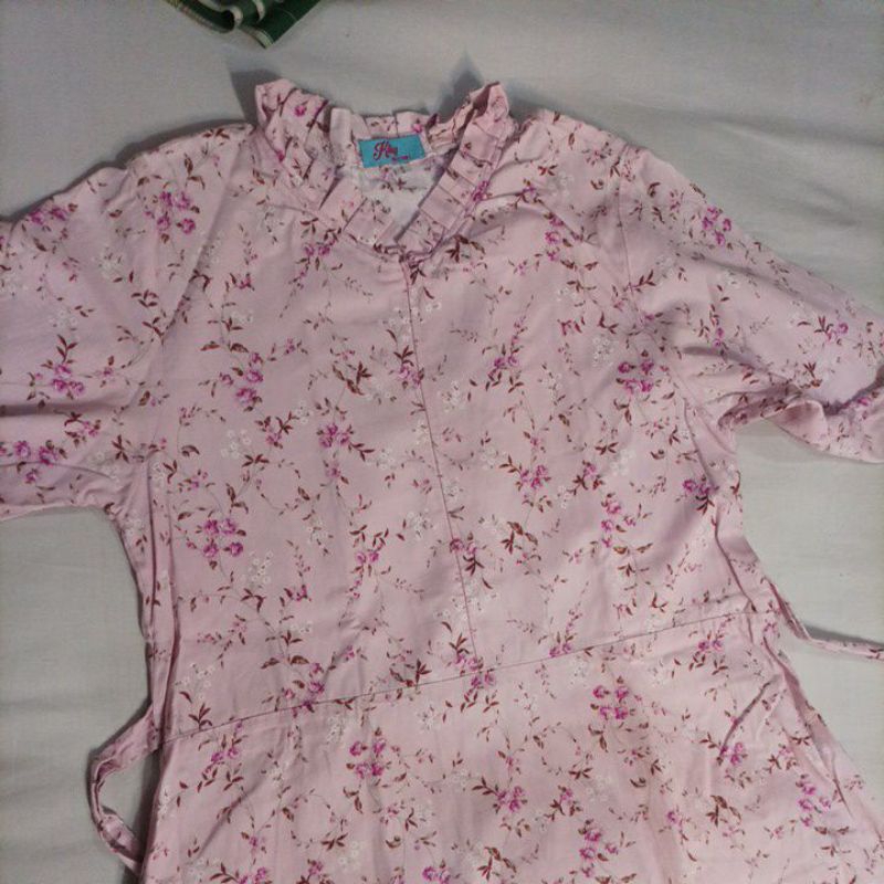 gamis katun jepang motif bunga preloved size S
