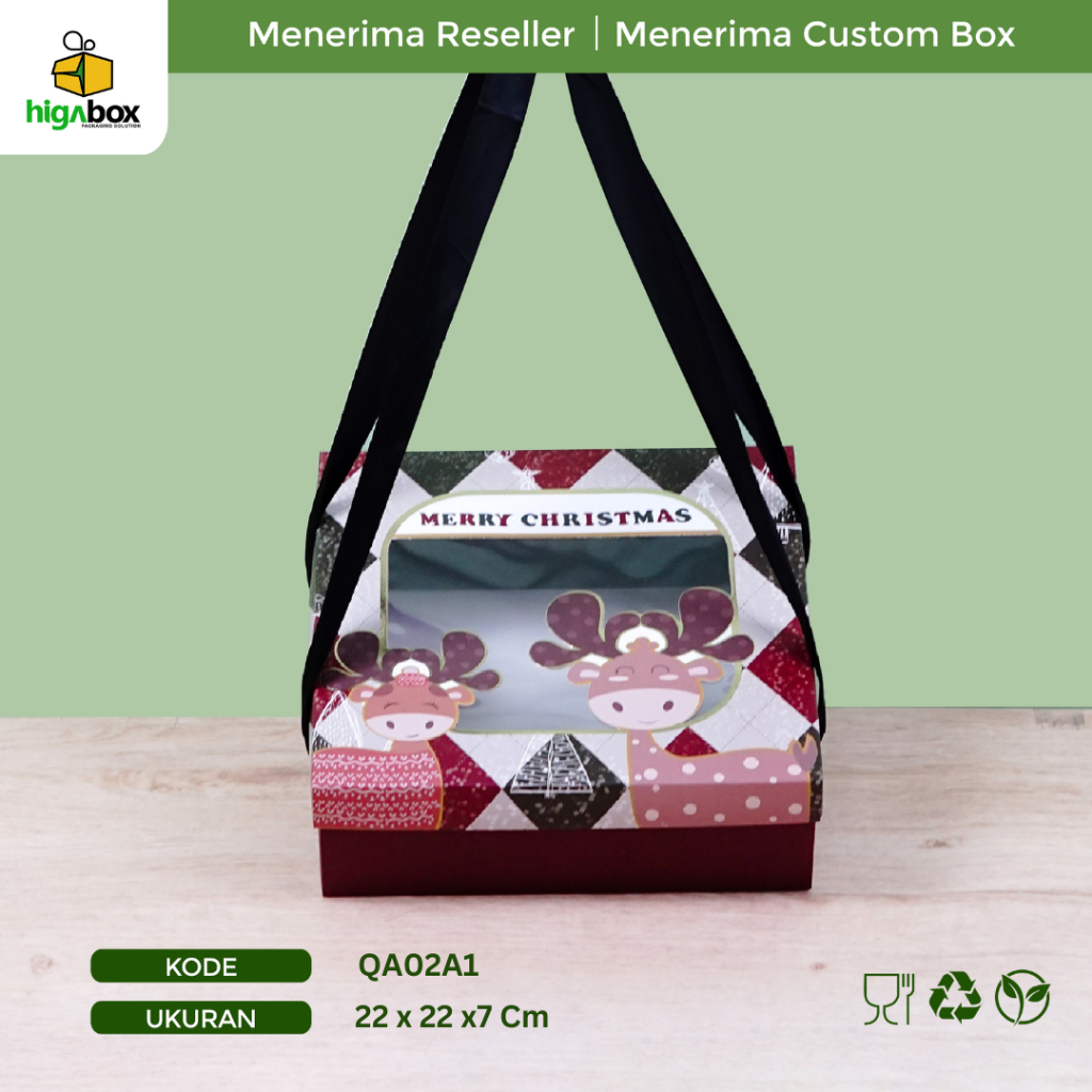 

Box Parcel Natal / Box Kue Natal / Box Christmas / Gift Box / Box Packaging / Kotak Kue Motif Rusa Natal Christmas | QA01A1