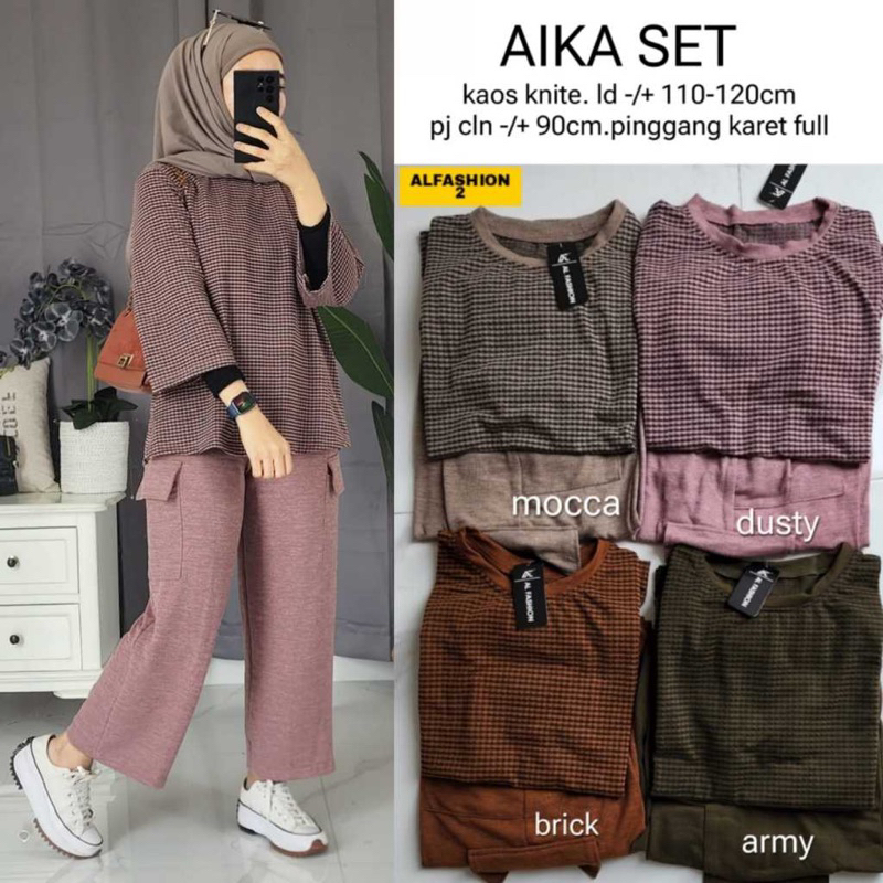 Aika set cargo / celana cargo / baju muslim / pakaian wanita