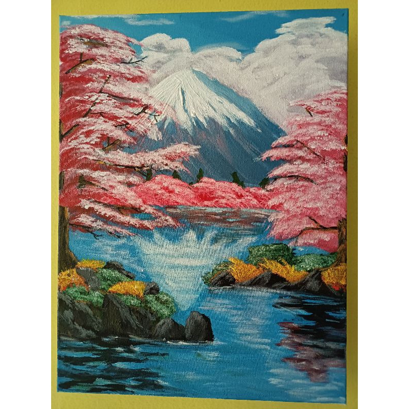 Lukisan Kanvas Pemandangan Gunung Fuji 30x40