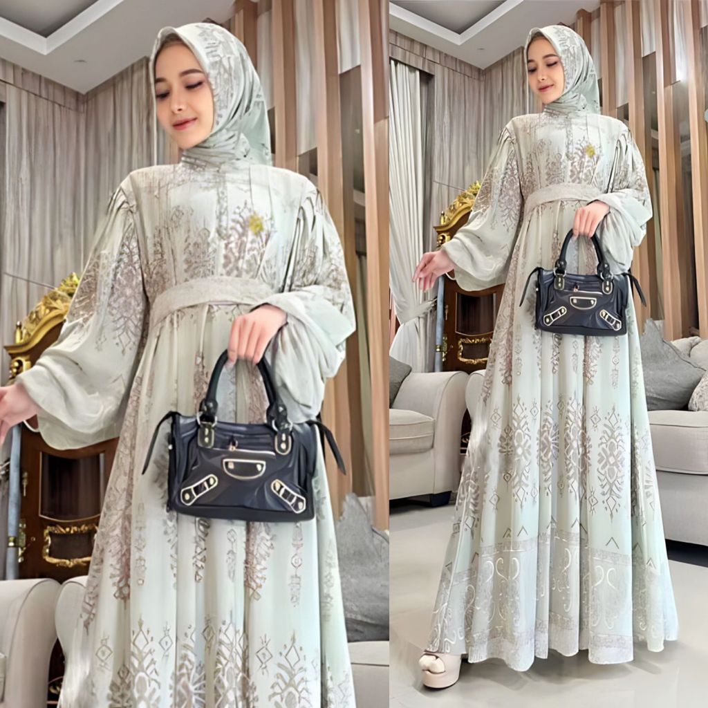 AGHNIYA LUXURY DREES CERUTY PREMIUM - GAMIS CERUTY MOTIF BUNGA NEW MODEL - GAMIS WANITA TERBARU