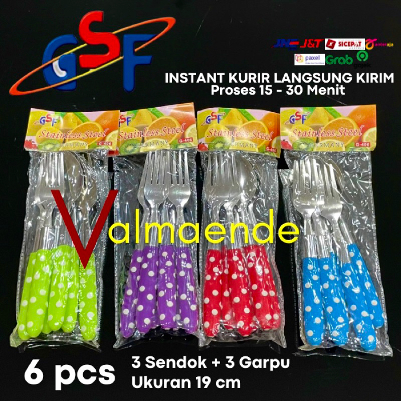 SENDOK GARPU Set Stainless Sendok Makan 6pcs Sendok Garpu Polkadot 12pcs Sendok Teh Kopi GSF 406