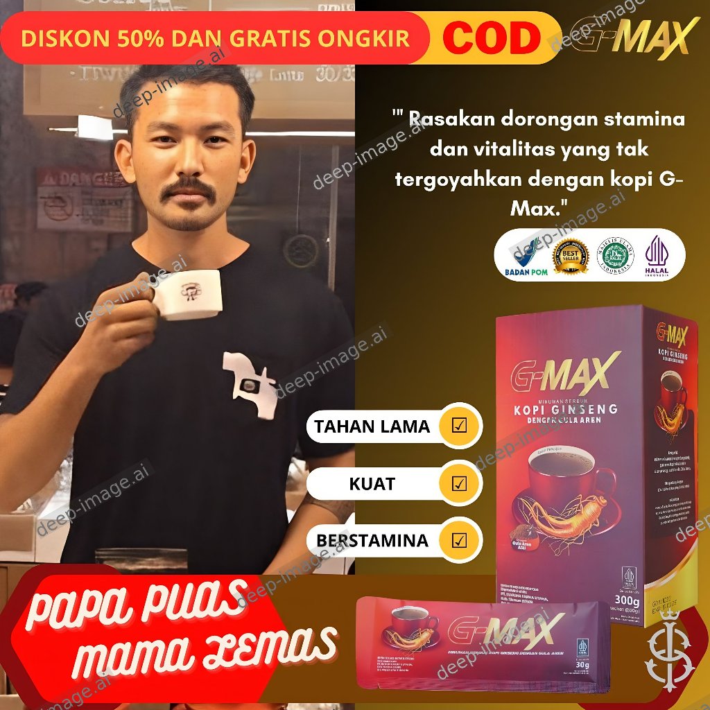 Kopi kuat pria tahan lama G-MAX Kopi Penambah Stamina Pria Dewasa Obat Kuat Herbal Ampuh