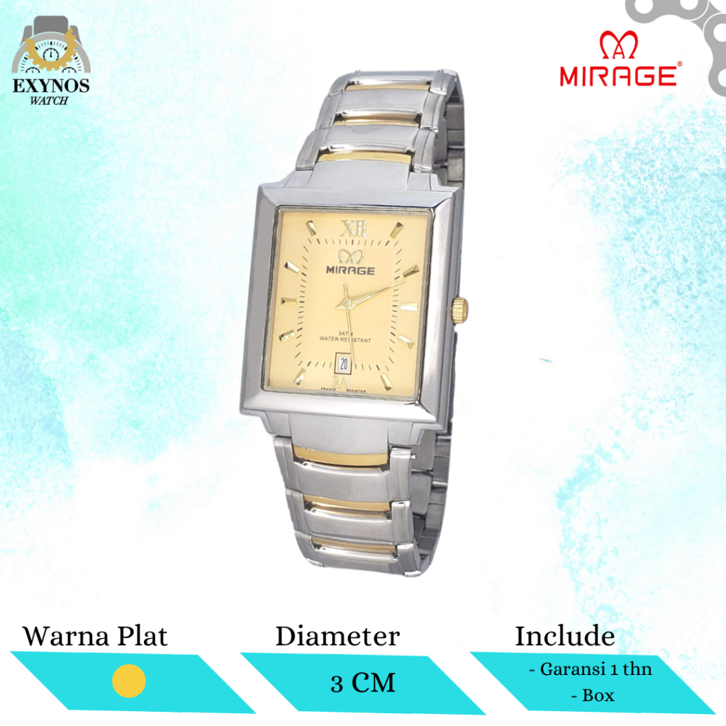 JAM TANGAN MIRAGE ORIGINAL COWOK CEWEK BSP KOMBINASI SILVER GOLD