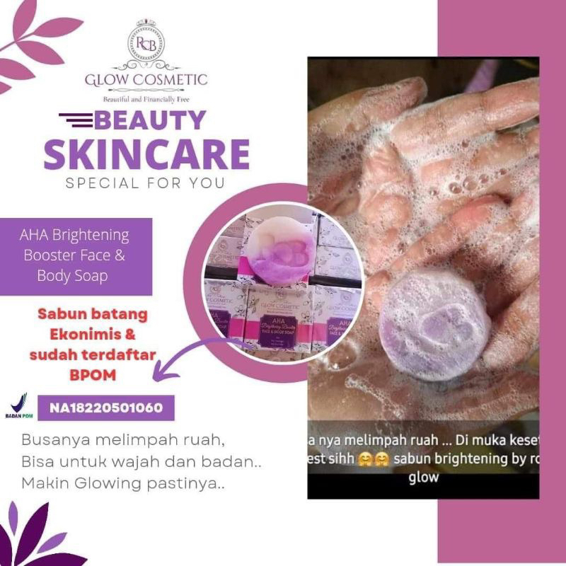 SABUN AHA BRIGHTENING SOAP FACE & BODY RCB GLOW / Sabun batang RCB