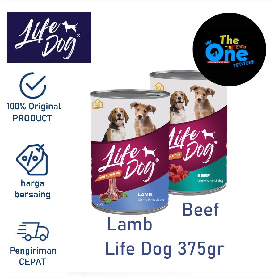 Makanan Anjing Basah Life Dog 375GR Life Dog Kaleng Dogfood Life Dog