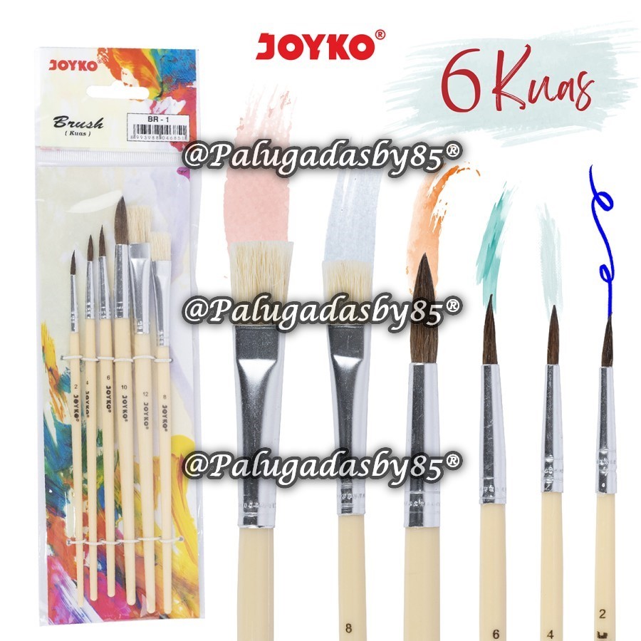 

(1 Set/6 Pcs) GROSIR Kuas Cat Air JOYKO BR-1 / Brush Kuas Cat Air Lukis Acrylic Joyko BR-1 / Kuas Lukis Joyko BR-1 / Brush Joyko BR1 / Joyko BR 1