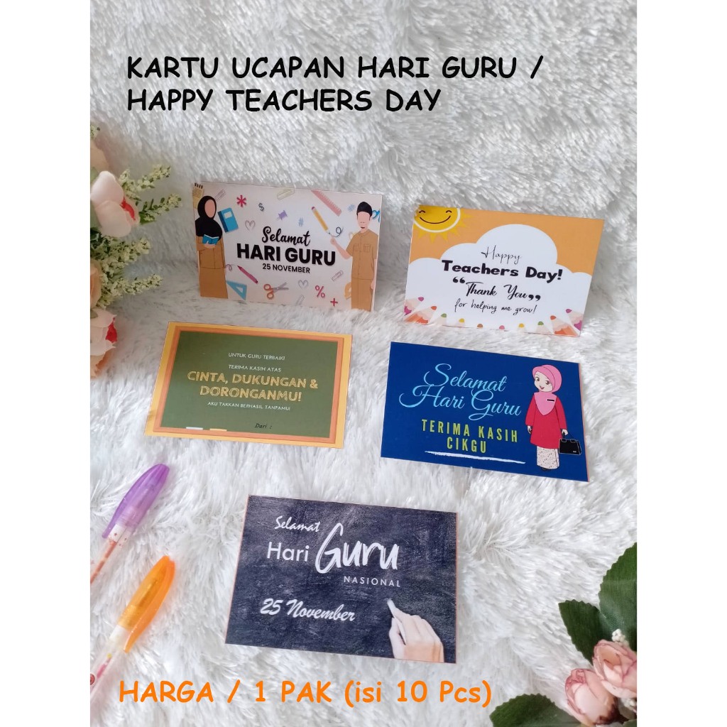 Greeting Card Hari GURU/Kartu Ucapan Hari GURU/Greeting Card Aestetik Harga 1 Pak(isi 10 Pcs)