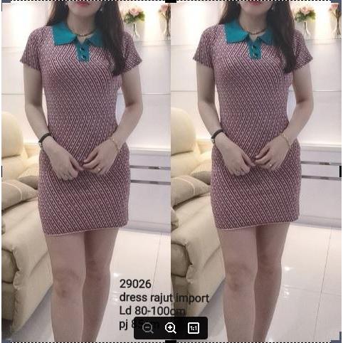 LooWear Dress Rajut Bodycon Knit Mini Casual Dress Simple Sexy Elegan Knit Import