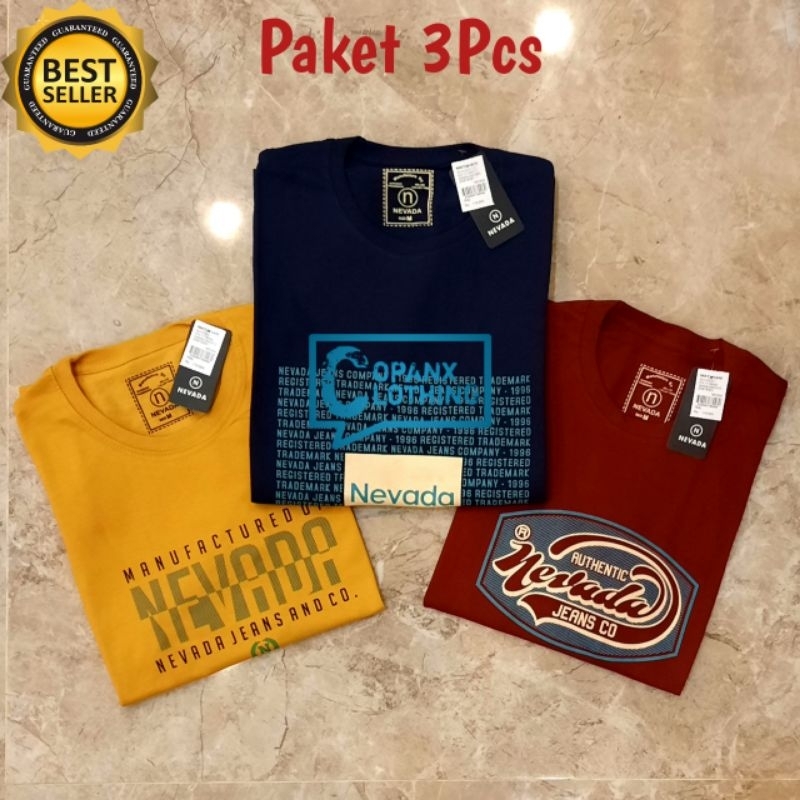 Kaos Nevada Distro Pria 100 Dapat 3 pcs Dewasa Bahan 100% Cotton Combad 28s Premium Keren Original Termurah Terlaris Terbaru 2023 Adem Tebal Ukuran M L XL XXL XXXL Big Size Jumbo