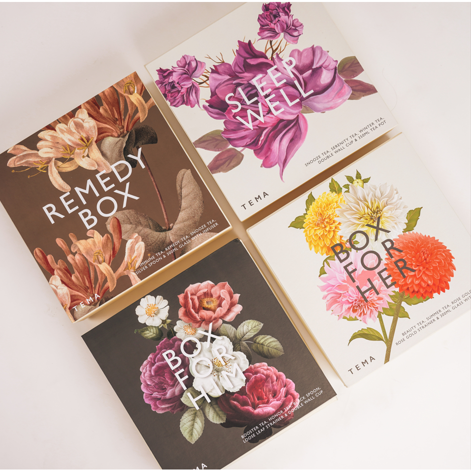 

TEMA Tea Gift Box Hampers - Loose Leaf / Tea Bags with Glass and Spoon