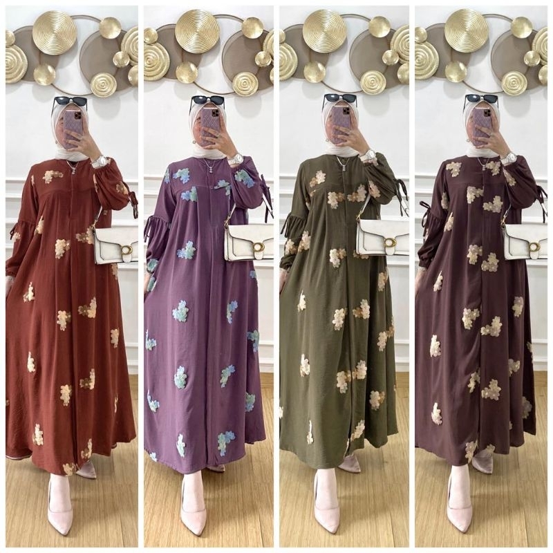 DF • FAWZIYA DRESS SERIES POMPOM CRINCLE PREMIUM MODIS KEKINIAN GAMIS MUSLIM WANITA VIRAL