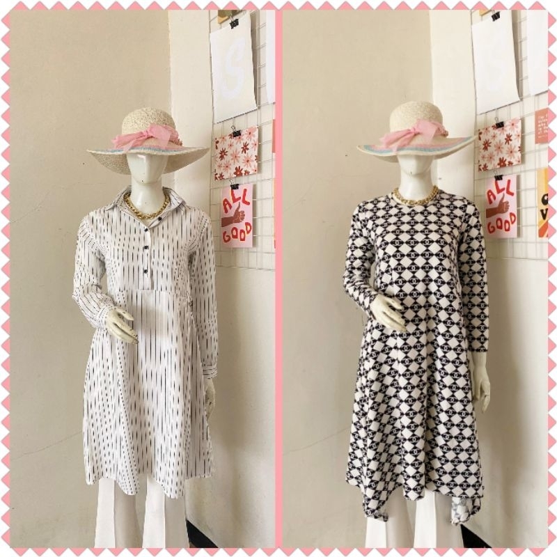 collection_snr REALPICTURE TUNIK HITAM PUTIH KOREAN STYLE KEKINIAN