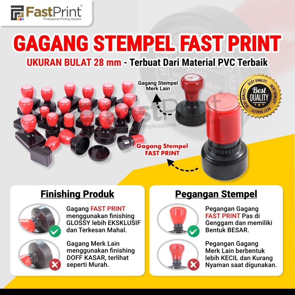 

Fast Print Gagang Stempel Flash D28MM 28MM Bulat