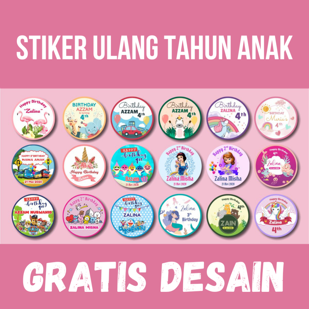 

Stiker / Sticker Ulang Tahun Anak Gratis Desain / Desain Sendiri