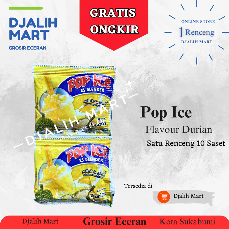 

Pop Ice Milk Shake Powder Rasa Durian 10pcs