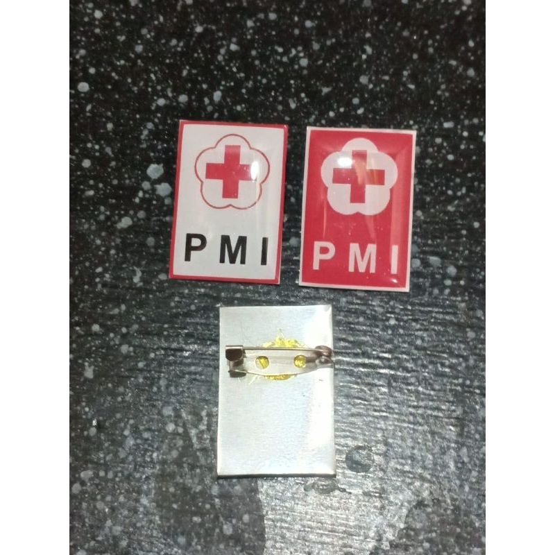 Pin Bros Resin PMI Persegi - Pin Aksesoris Palang Merah Indonesia Persegi